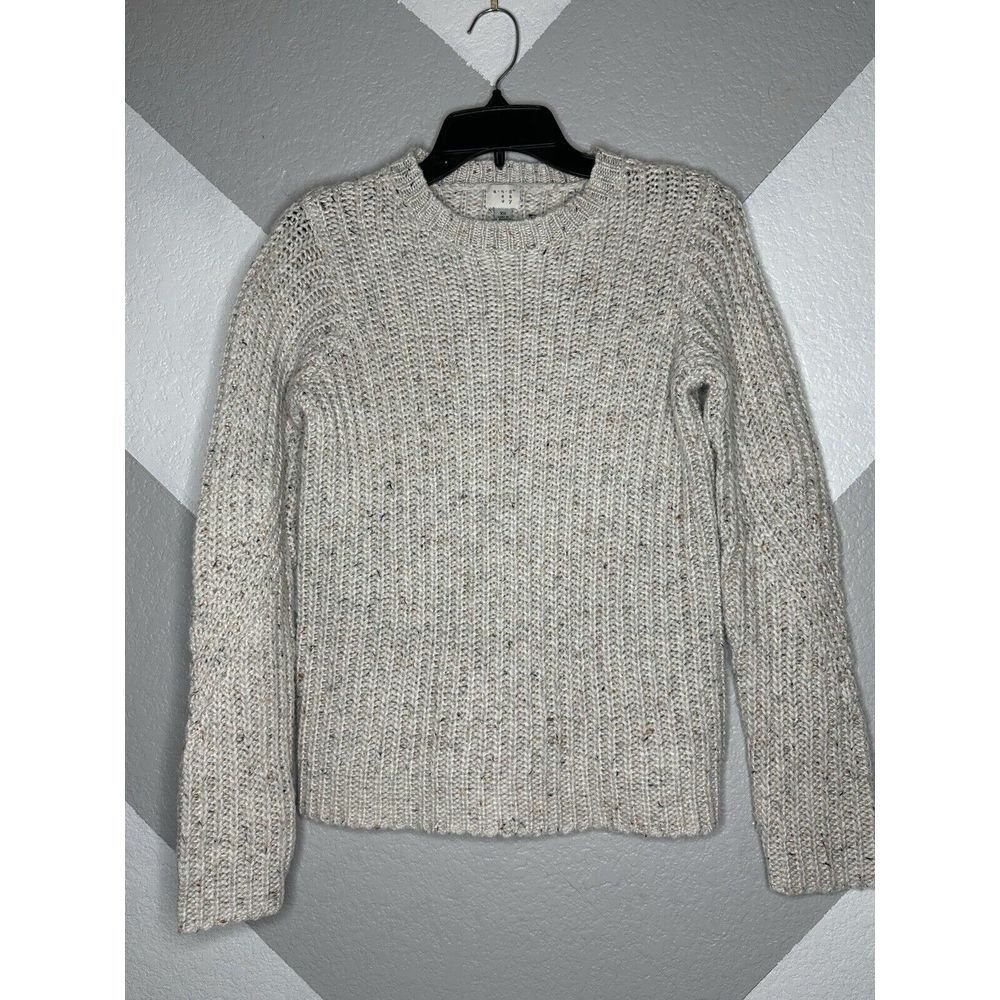 a new day XS Cozy Sweater Top beige speckled L/S crop pullover 384